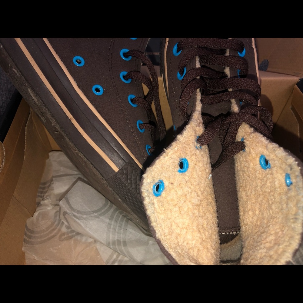 Chocolate Blue Wool Converse